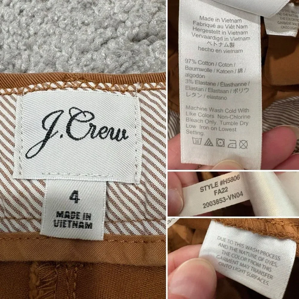 J. Crew 4” Stretch Chino Shorts Honey Brown Size 4